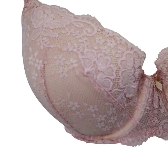 Victorias Secret Lined Demi Pink Underwire Lace Bra Size 38DD Adjustable Beige - Picture 10 of 10